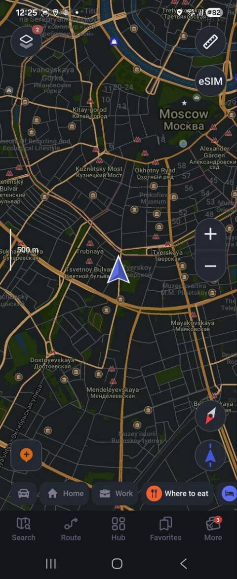 Spoofed location shown in Maps.me