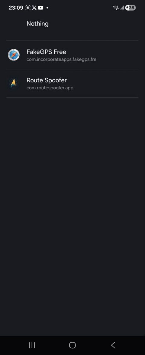 Selecting Route Spoofer in the “Select mock location app” list